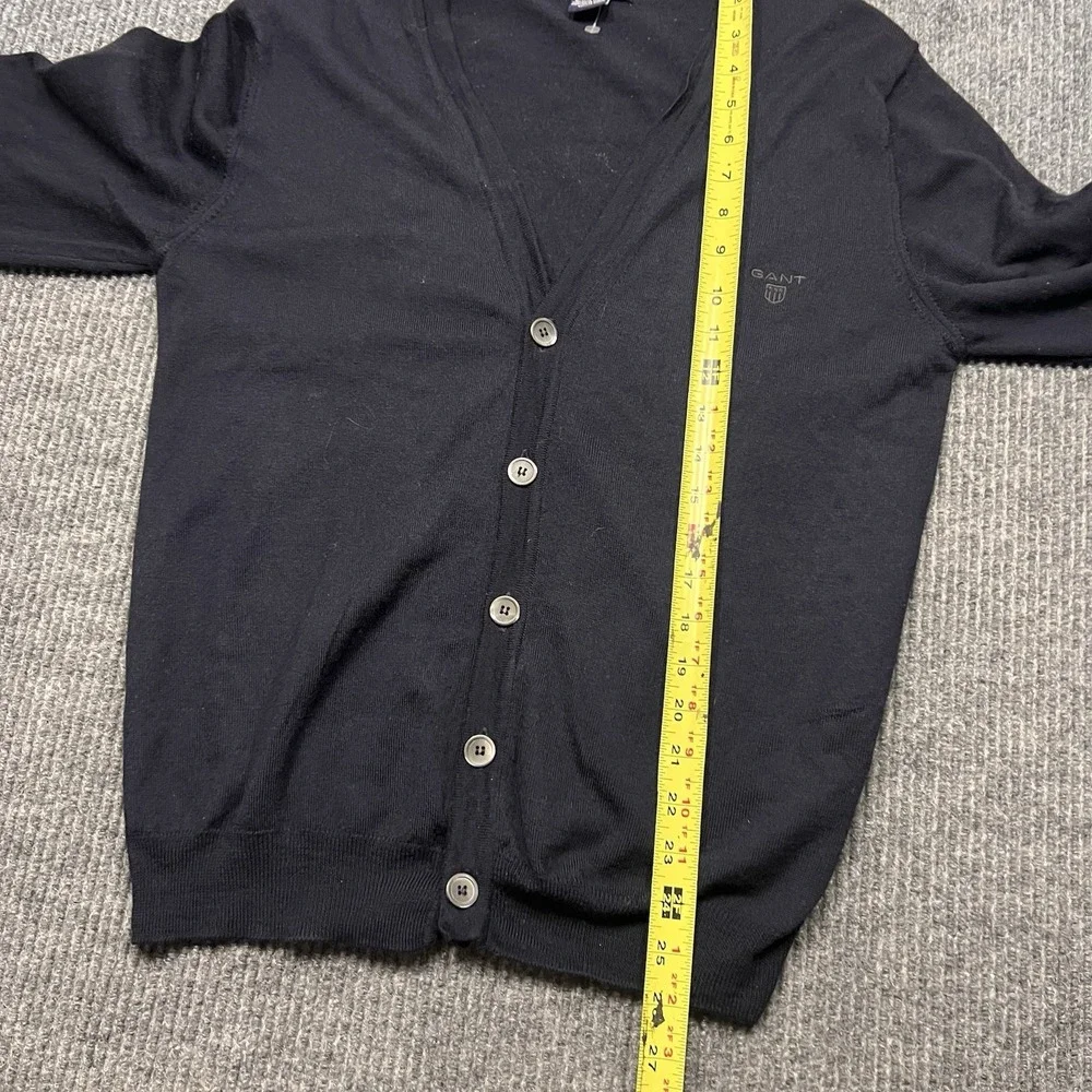 GANT Womens Super Fine‎ Wool Cardigan Sweater Medium Navy Blue Button Shirt Top